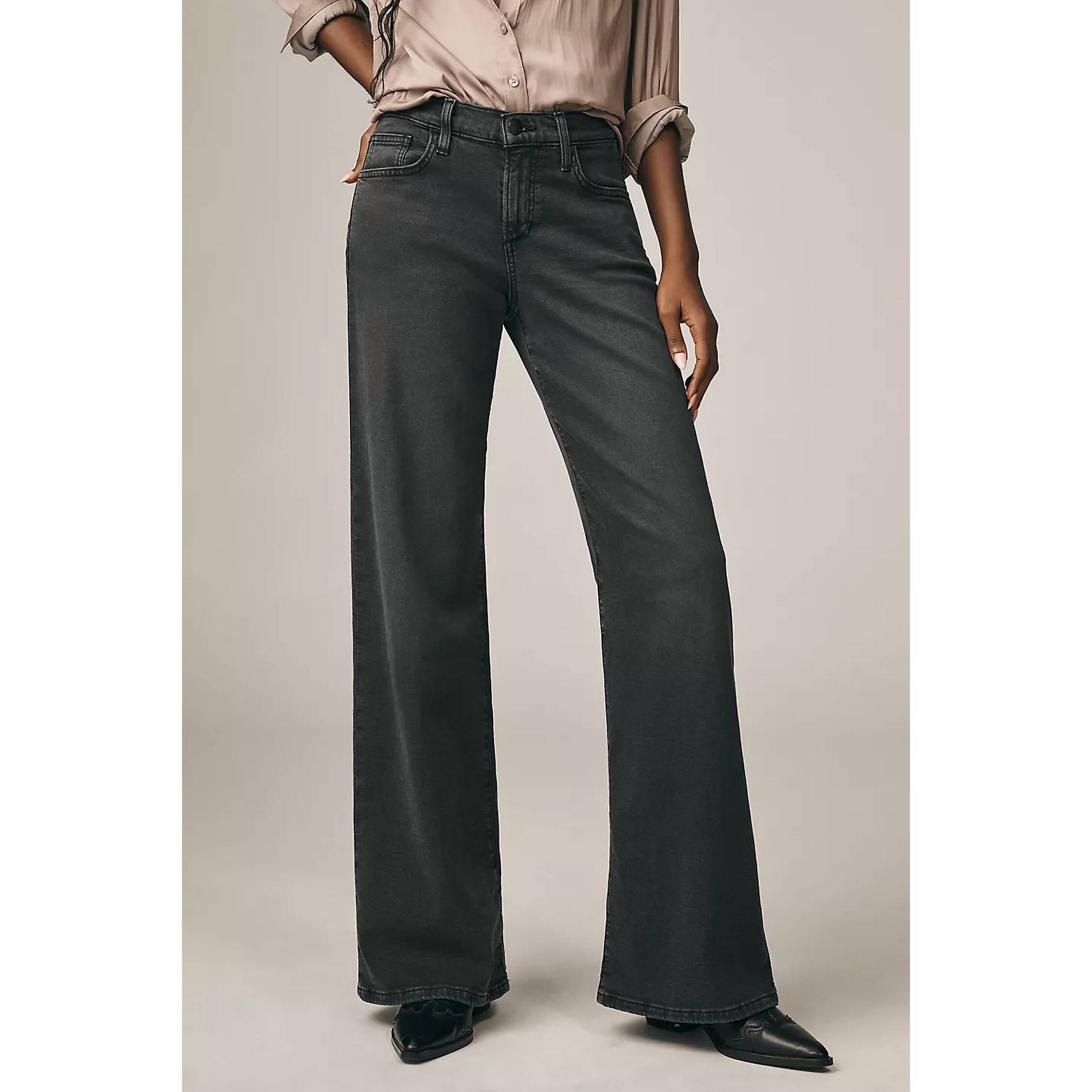 New Joe's Jeans The Lou Lou Low-Rise Wide-Leg Jeans In Black Cat